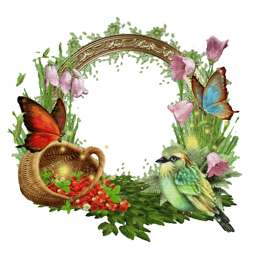 Vogel, Blumenkranz - kostenlos png