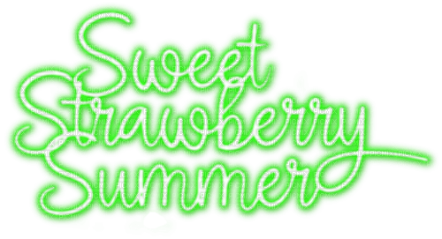 Strawberry.Neon.Text.Green - By KittyKatLuv65 - безплатен png