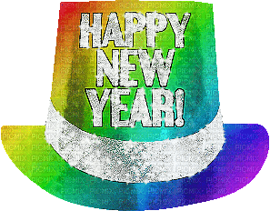 soave deco happy new year text hat animated - Безплатен анимиран GIF