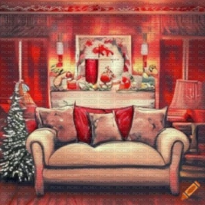Red Christmas Living Room - png grátis