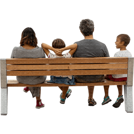 Familj -sitter-bänk--Family-on-bench - 免费PNG