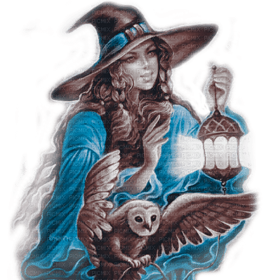 Y.A.M._Fantasy woman girl owl - ilmainen png
