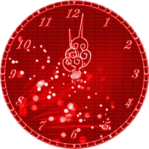 New Years.Clock.Red - gratis png