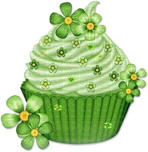 soave deco cake cup  patrick  green gold - Free PNG