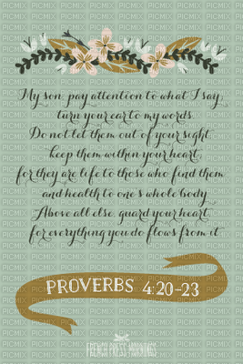 Proverbs 4 20 23 - png ฟรี
