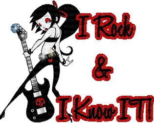 I rock & I know it red and black quote text - GIF animado grátis