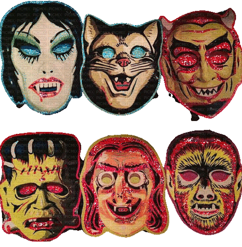 Vintage Halloween Masks - Бесплатный анимированный гифка