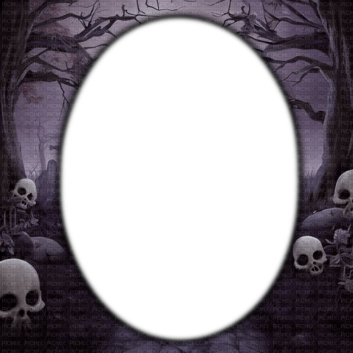 sm3 purple gothic skull frame overlay image - 無料png