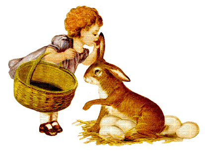 Easter girl and bunny - png gratis