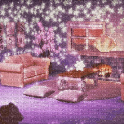 Animal Crossing Purple Starry Room - Gratis geanimeerde GIF