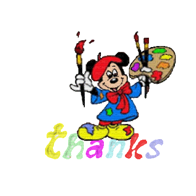 Kaz_Creations Mickey Mouse Text Thanks - GIF animé gratuit