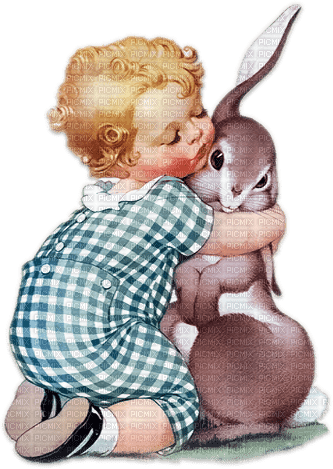 soave children boy vintage bunny  teal brown - gratis png