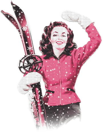 soave woman winter vintage ski sport pin up - безплатен png