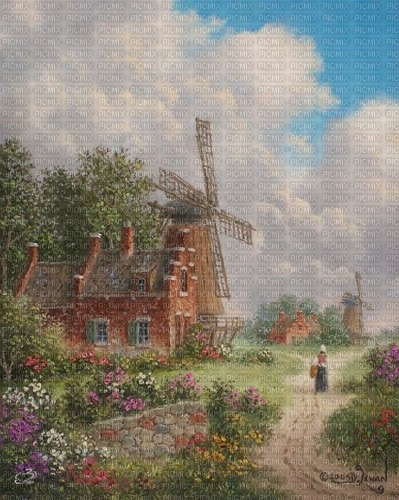 Mühle, Landschaft, Hintergrund, Landscape - фрее пнг