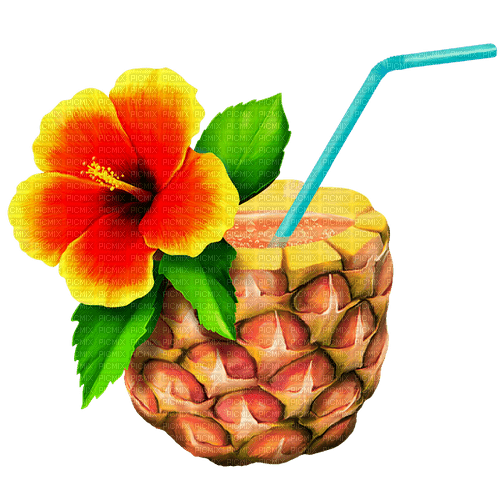 Pineapple.Cocktail.Yellow.Red - nemokama png