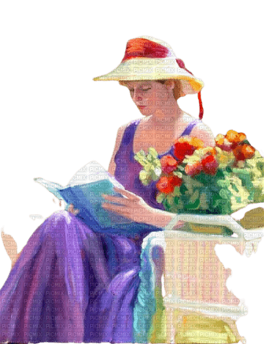Vintage Woman Reading - PNG gratuit