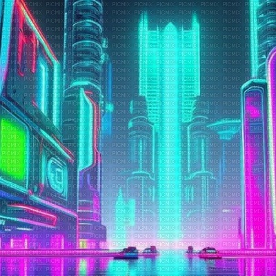 Cyberpunk Neon City - png ฟรี
