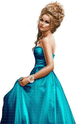 Woman. Prom dress. Turquoise. Summer. Leila - darmowe png