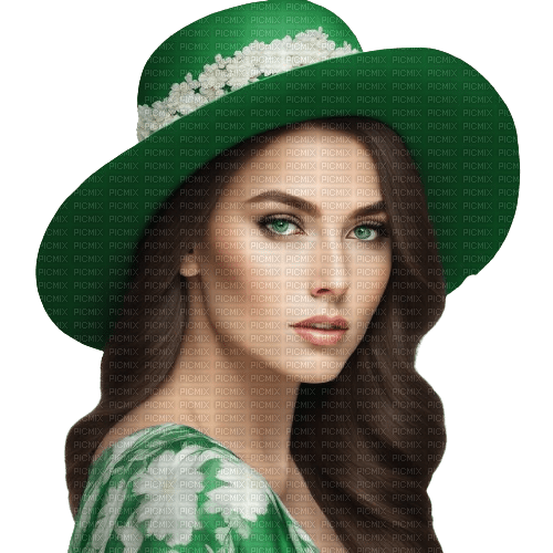 Femme avec un chapeau vert - безплатен png