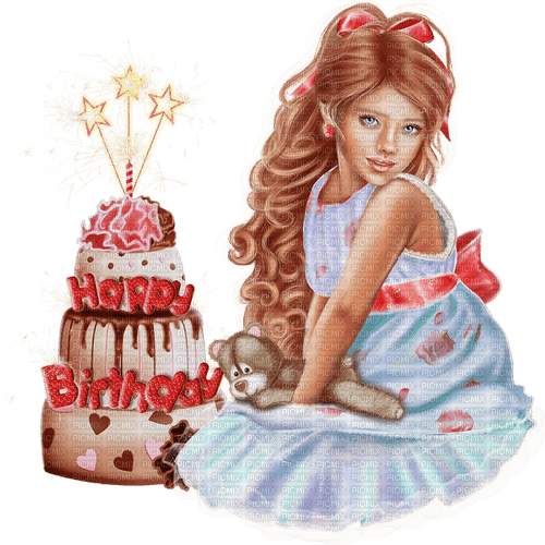 kikkapink deco scrap birthday happy text girl - PNG gratuit
