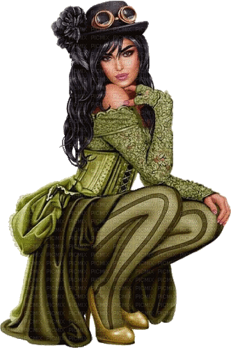 steampunk lady girl green - Darmowy animowany GIF