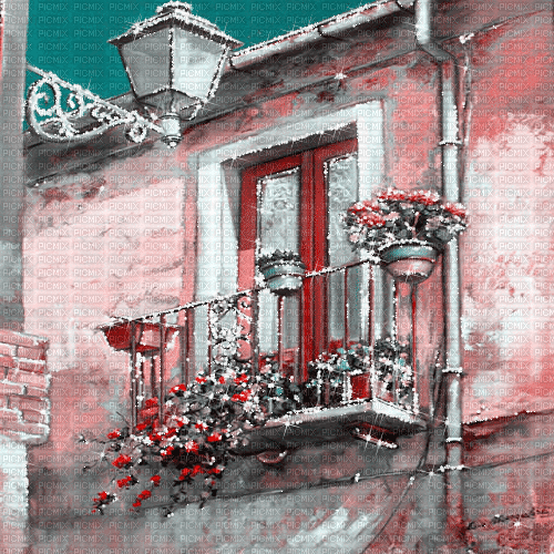 dolceluna pink background balcony art - Gratis animeret GIF