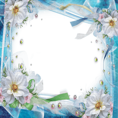 BLUE FLOWER FRAME cadre fleur bleu - 無料png