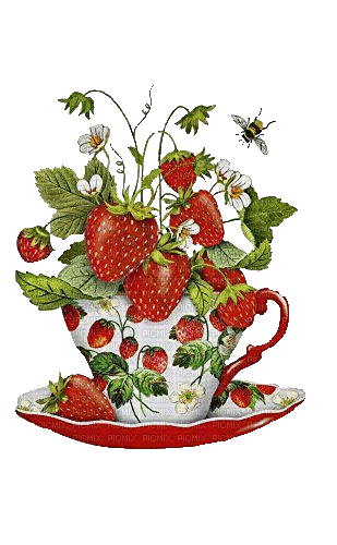 Erdbeeren, Tasse - Gratis geanimeerde GIF