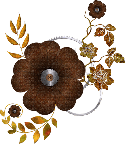 dolceluna brown flower steampunk deco png - δωρεάν png