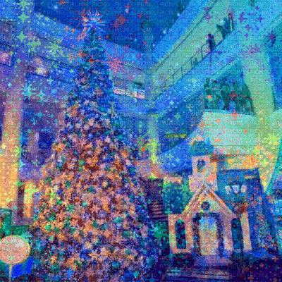 Blue Rainbow christmas Background - Безплатен анимиран GIF