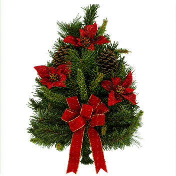 minou-christmas-Tree-With-Poinsettias-And-Pinecones - png ฟรี