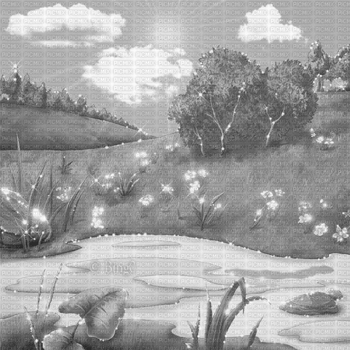 Y.A.M._Cartoons Landscape background black-white - GIF animate gratis