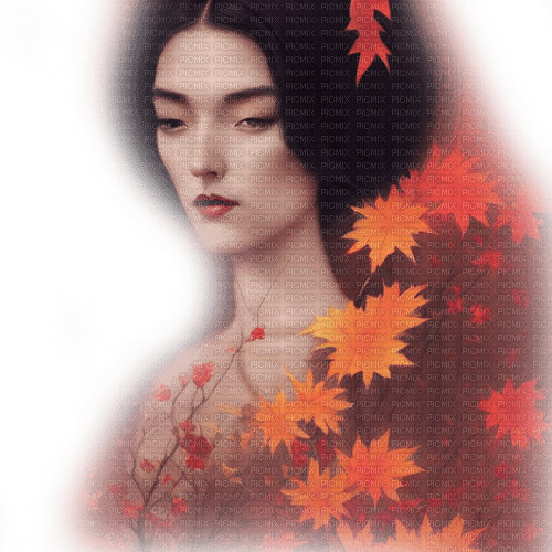 kikkapink autumn geisha woman - 免费PNG