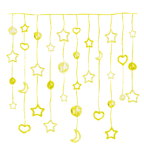 Stars.Moons.Hearts.Balls.Yellow.Gold - Gratis geanimeerde GIF