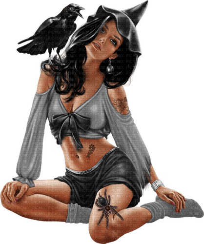 gothic witch woman halloween kikkapink - 免费PNG