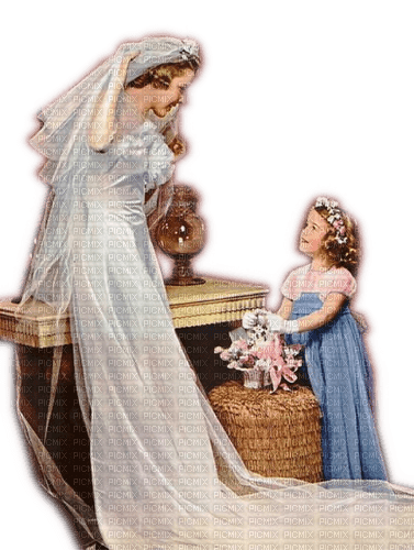 Rena Vintage Wedding Bride Braut Hochzeit Kind - PNG gratuit