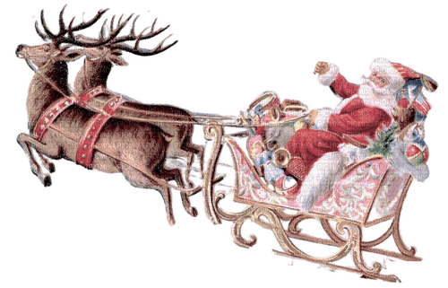 Santa -Sled-Christmas pink - ingyenes png