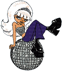 girl on disco ball - GIF animasi gratis