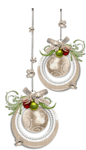 Christmas.Ornaments.White.Silver.Red.Green - gratis png
