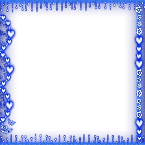 Frame.Flowers.Hearts.Stars.Blue - Free PNG