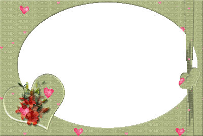 ani-frame-grön-hjärta-blomma - Бесплатный анимированный гифка