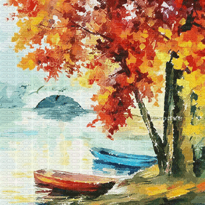 soave background animated autumn painting water - Gratis animeret GIF
