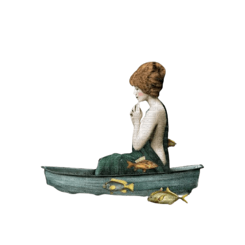 loly33 femme barque surréalisme - 免费PNG