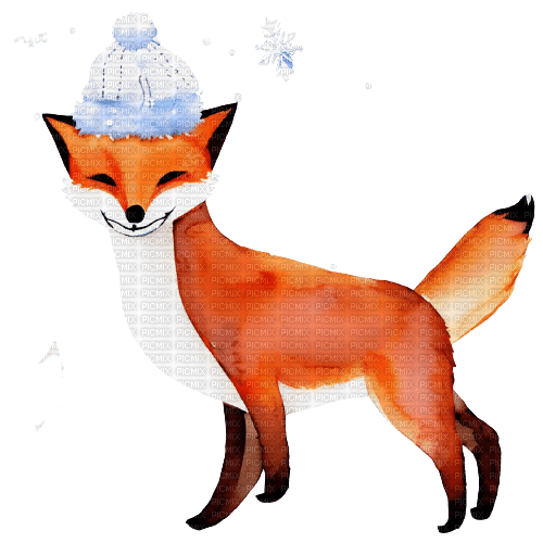 kikkapink cute winter fox hat watercolor - фрее пнг