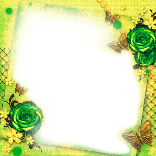Yellow/Green Roses Frame - By KittyKatLuv65 - zdarma png