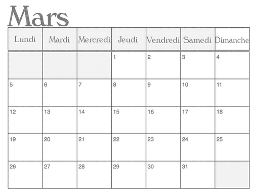 loly33 calendrier mars - PNG gratuit