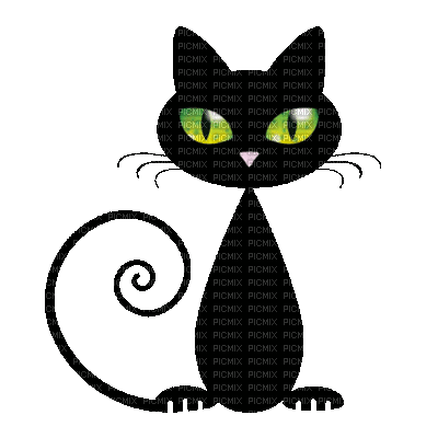 chat noir yeux verts - Zdarma animovaný GIF