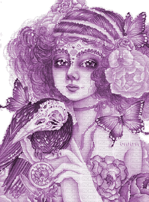 Y.A.M._Fantasy woman bird purple - GIF เคลื่อนไหวฟรี