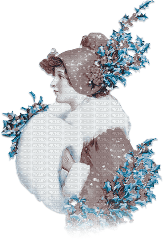 soave woman vintage christmas winter branch - δωρεάν png