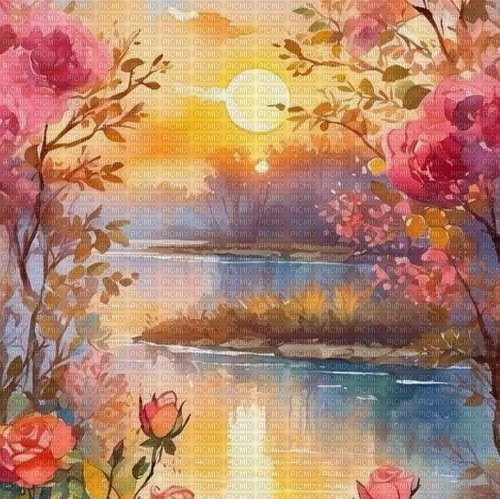 watercolor painting landscape background - nemokama png